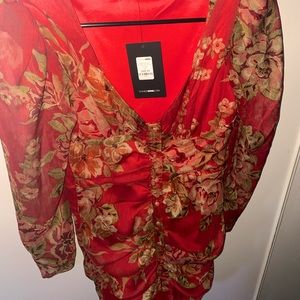 Long sleeve mini dress with flowers 🌺